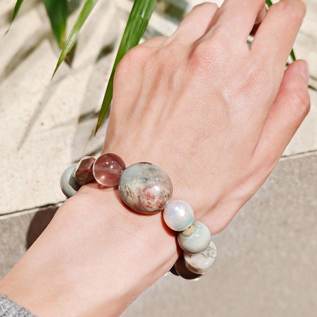 Monet-Inspired Gemstone Bracelet – Handmade Natural Crystal & Pearl Jewelry | Soft Aesthetic Meaningful Gift