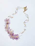 Amethyst & Clear Quartz Statement Necklace – Handmade Spring Light Crystals