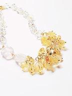Golden Bloom Crystal Necklace – Citrine, Rose Quartz & Clear Quartz Statement Jewelry