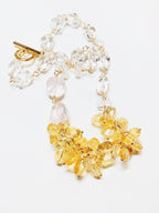 Golden Bloom Crystal Necklace – Citrine, Rose Quartz & Clear Quartz Statement Jewelry