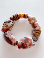Ancient Earth Agate Bracelet – Handmade Vintage Natural Stone Jewelry Inspired by Egyptian Desert Tones