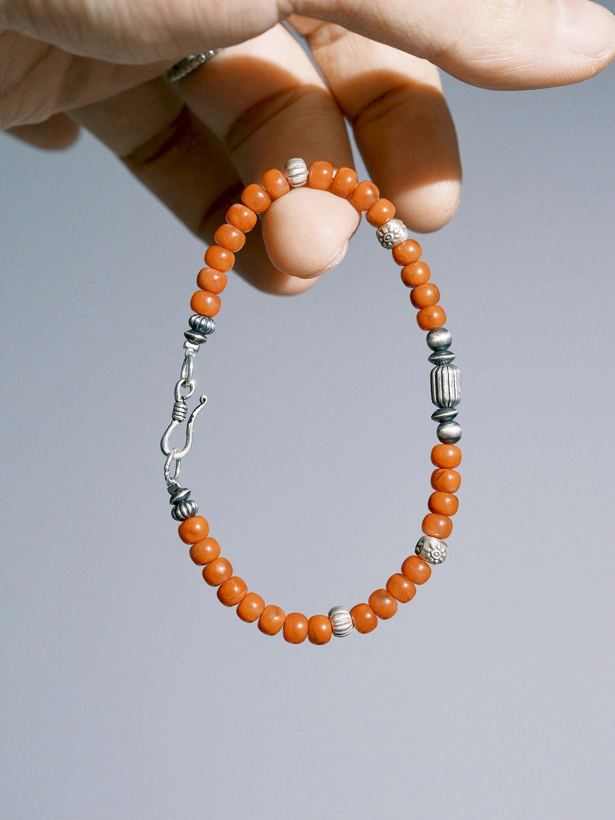 Ember Nomad: South Red Agate & 925 Sterling Silver Bracelet for Men