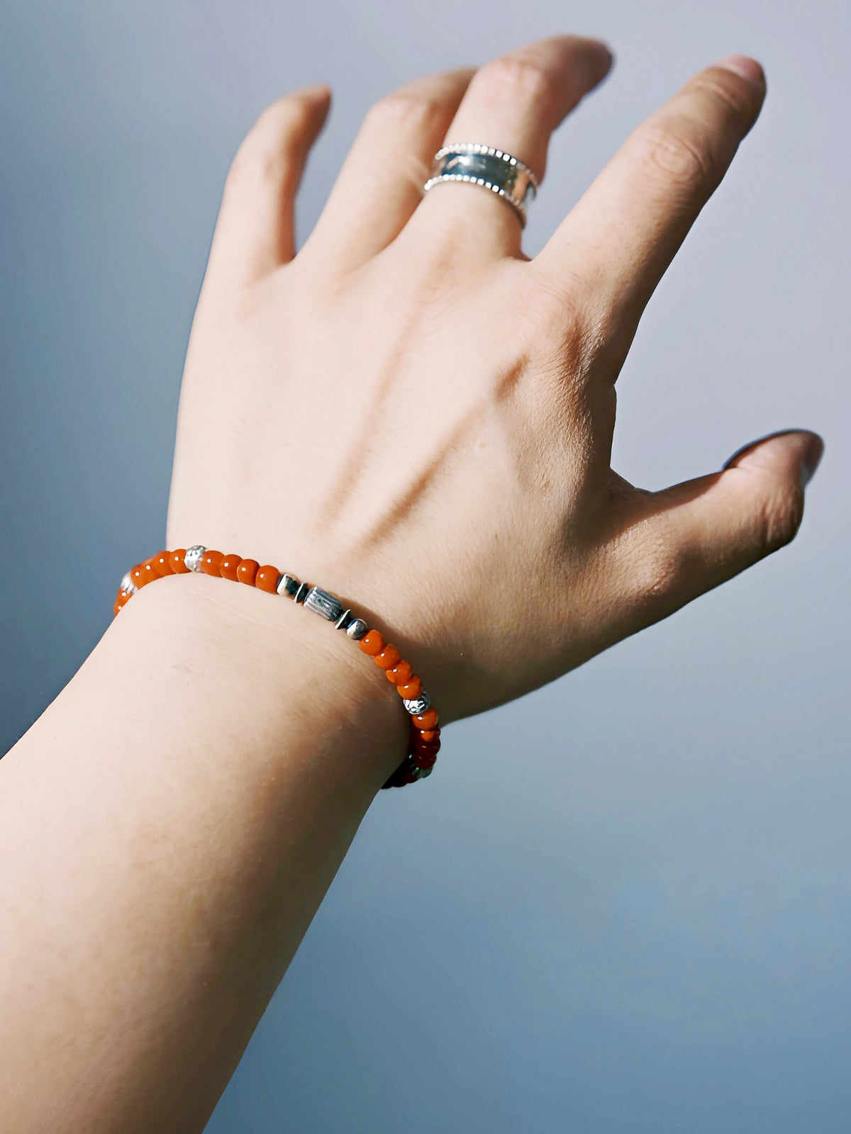 Ember Nomad: South Red Agate & 925 Sterling Silver Bracelet for Men