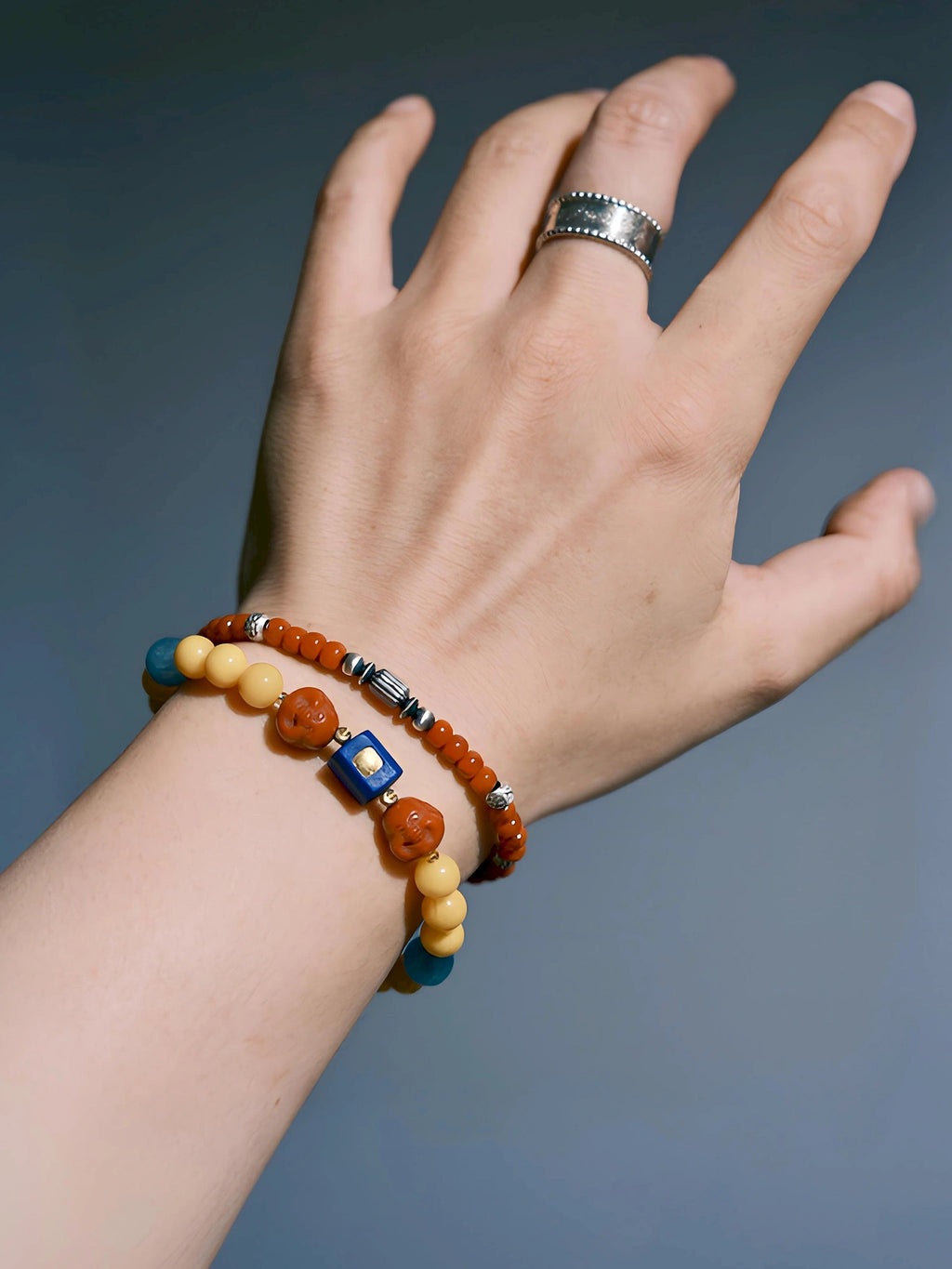 Ember Nomad: South Red Agate & 925 Sterling Silver Bracelet for Men