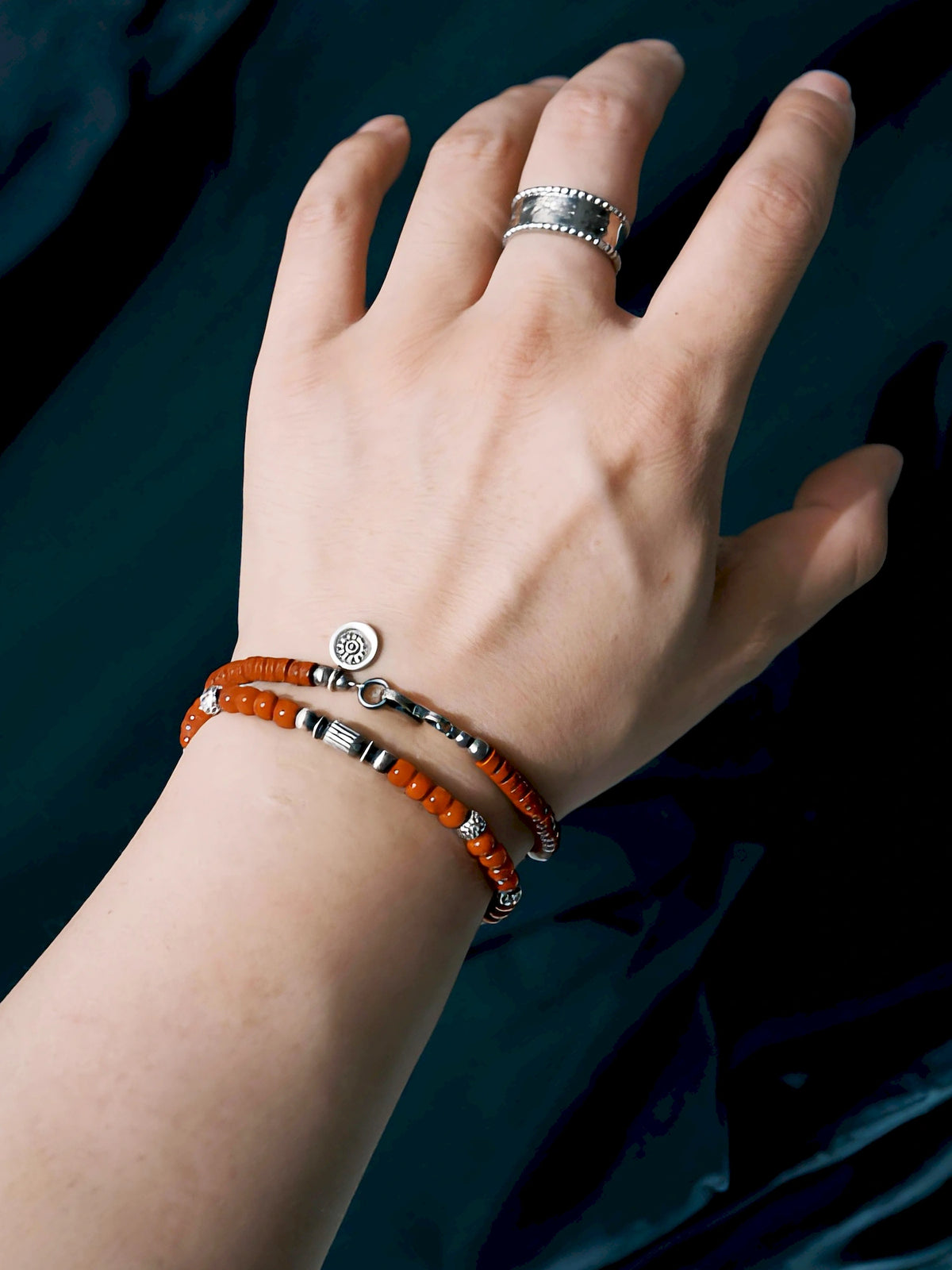 Ember Nomad: South Red Agate & 925 Sterling Silver Bracelet for Men