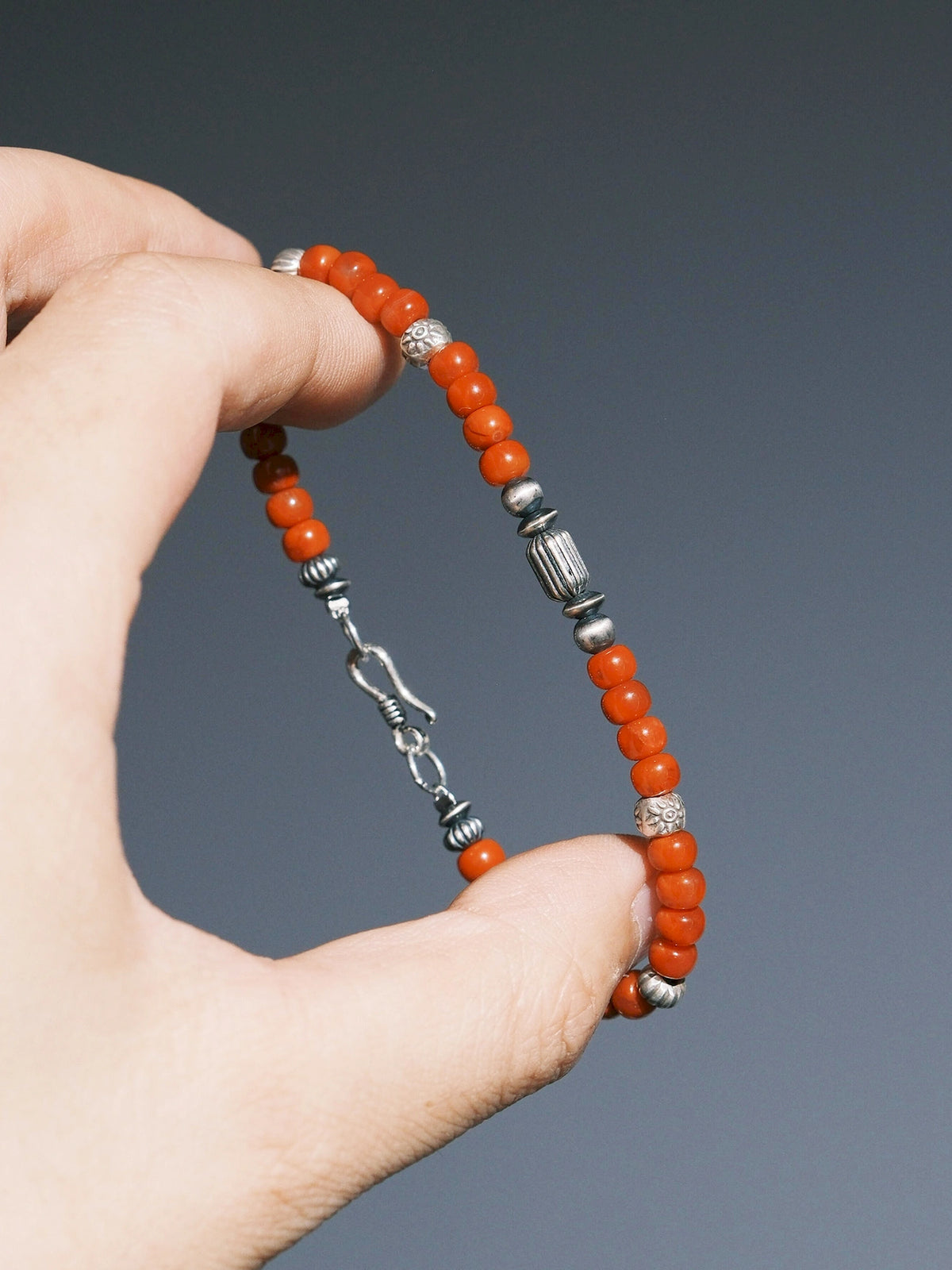 Ember Nomad: South Red Agate & 925 Sterling Silver Bracelet for Men