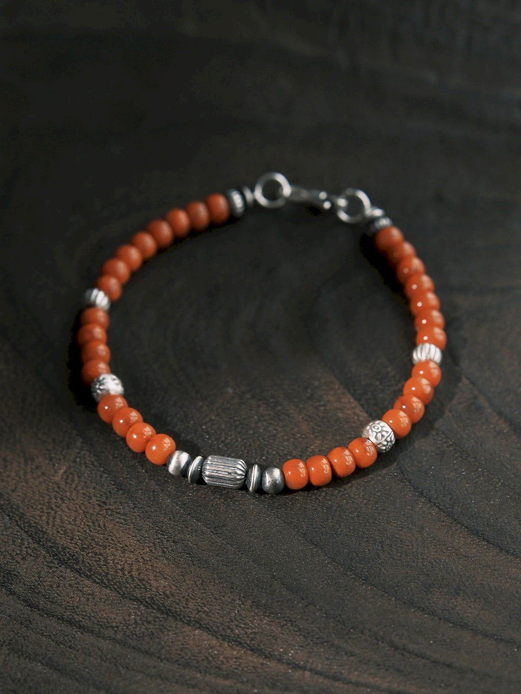Ember Nomad: South Red Agate & 925 Sterling Silver Bracelet for Men