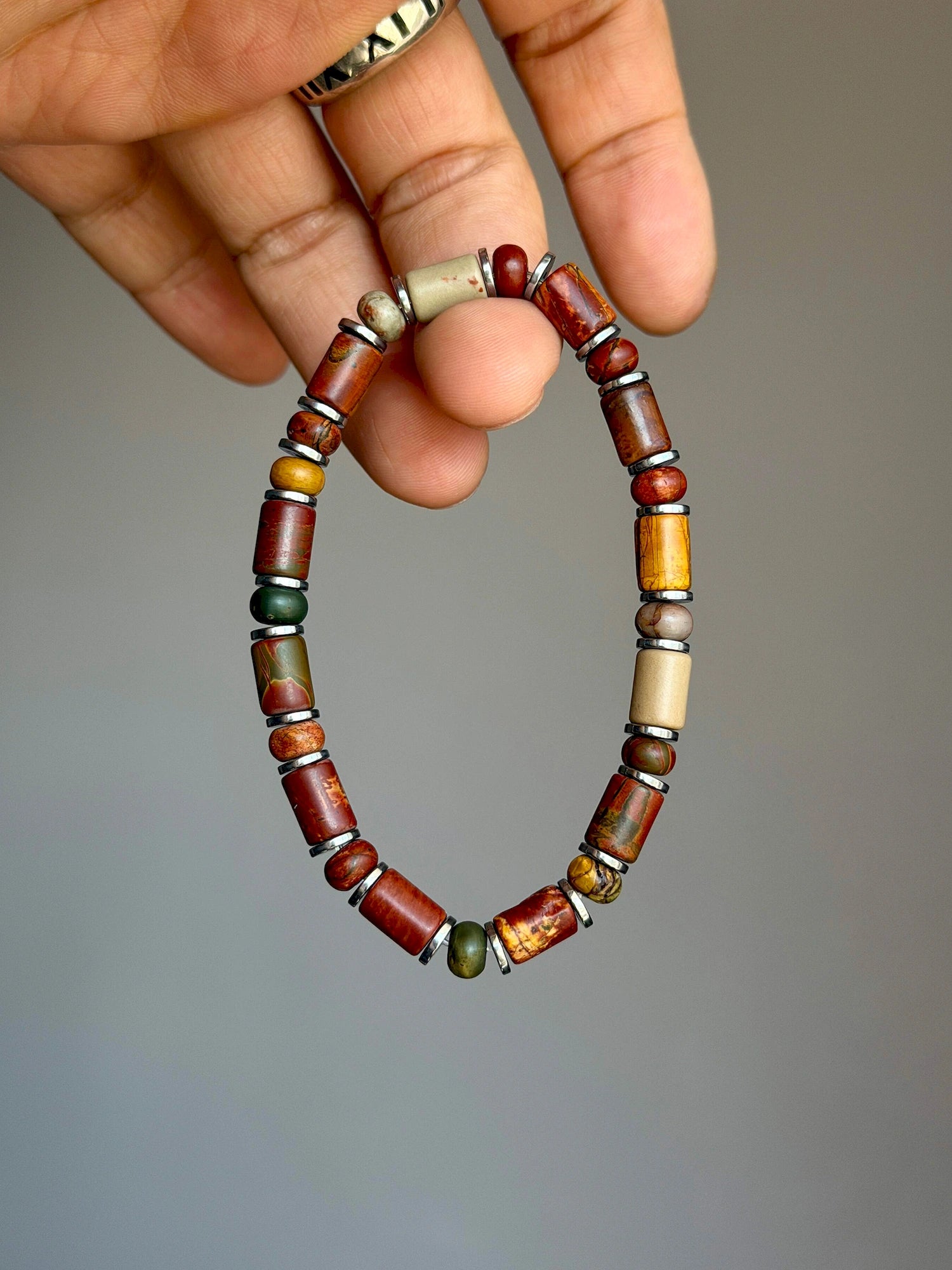 Earth Nomad: Picasso Jasper & Hematite Bracelet for Men Secondary image