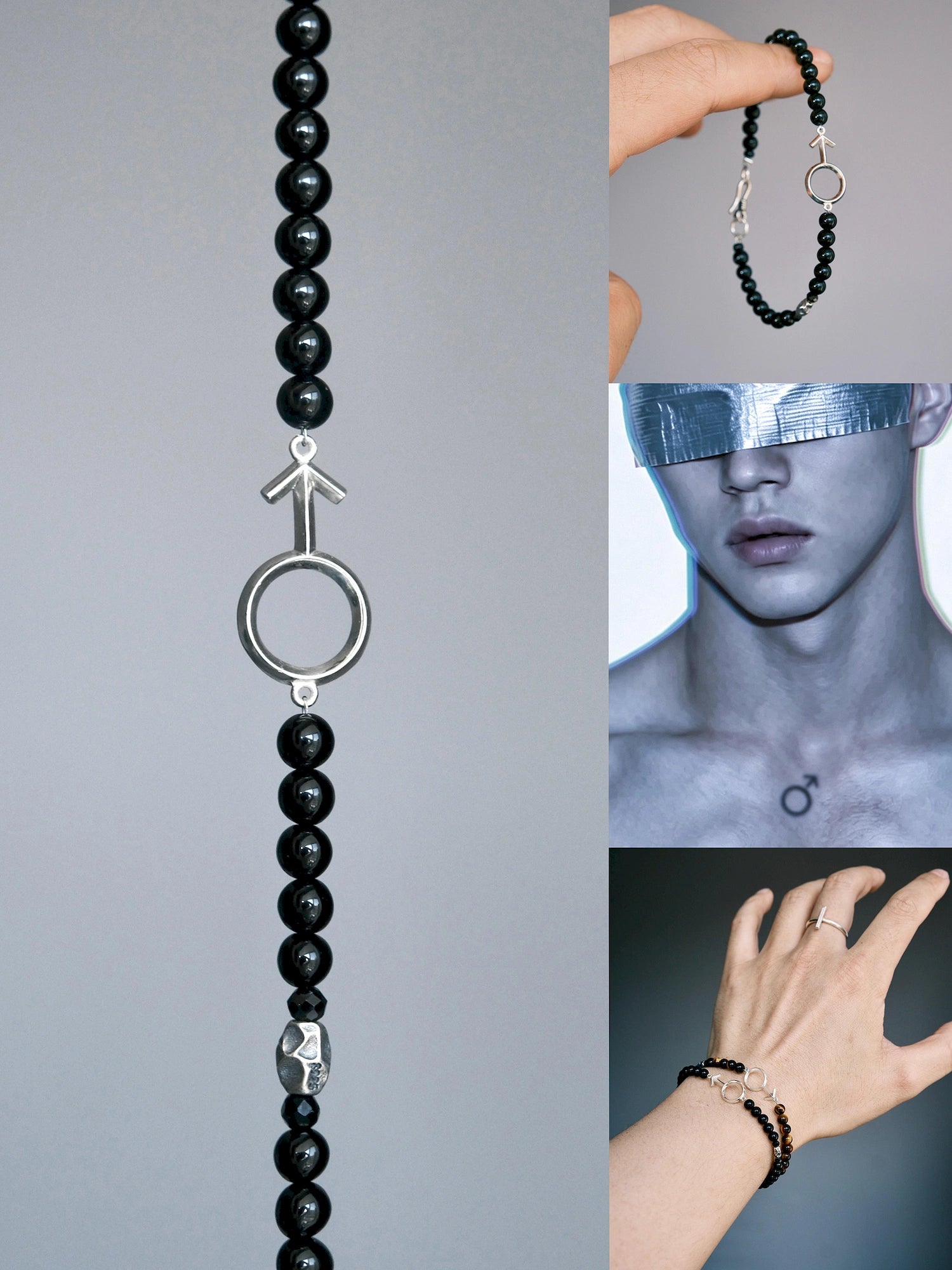 Silver Ego: Black Onyx & 925 Sterling Silver Male Symbol Bracelet for Men Secondary image