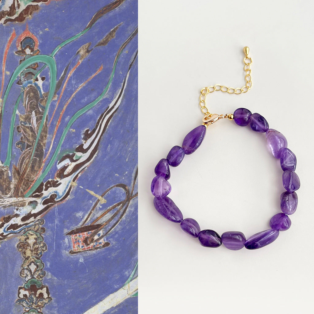 Exquisite Natural Amethyst Bracelet Niche Design Handmade Oriental Style Jewelry Gift