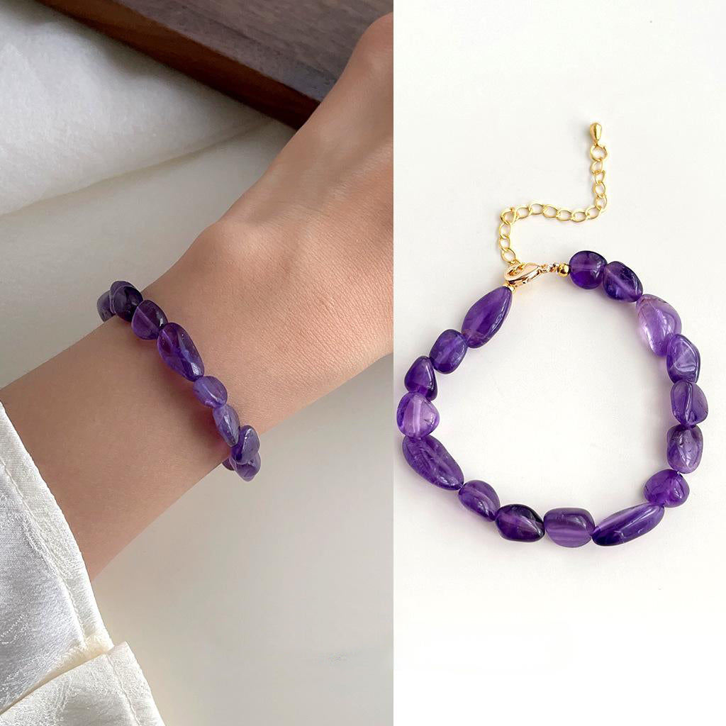 Exquisite Natural Amethyst Bracelet Niche Design Handmade Oriental Style Jewelry Gift