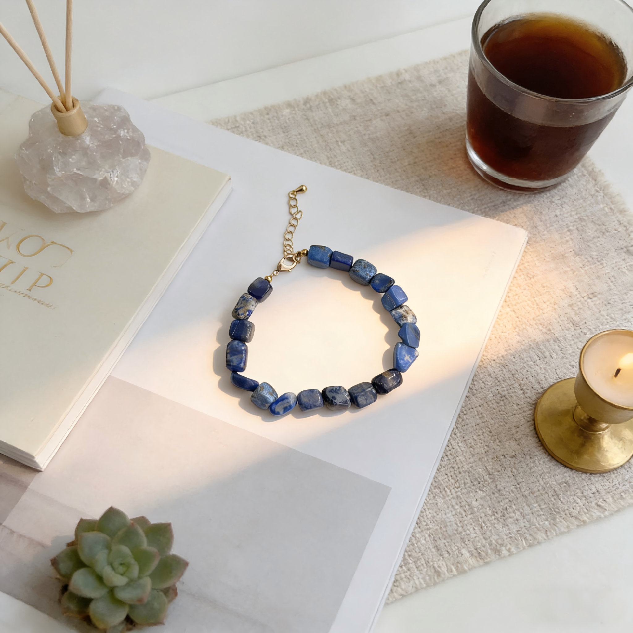 Exquisite Lapis Lazuli Stackable Bracelet Vintage Oriental Style Jewelry Small Niche Design Gift
