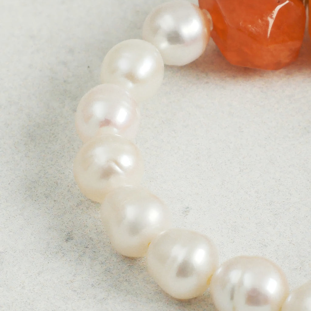 Chili Energy Bracelet: Natural Red Agate & Pearl S925 Silver Healing Jewelry for Women