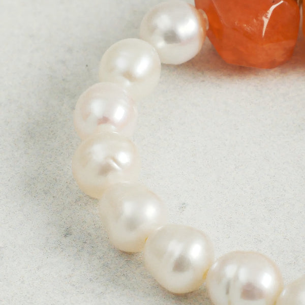 Chili Energy Bracelet: Natural Red Agate & Pearl S925 Silver Healing Jewelry for Women