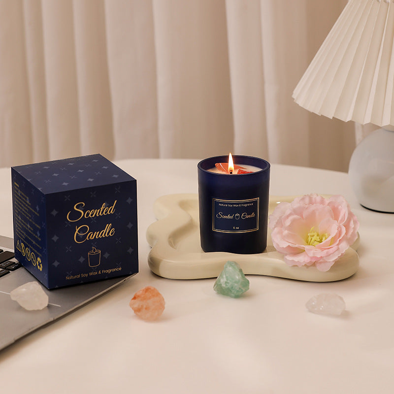 Crystal Infused Scented Candle – Natural Gemstone Aromatherapy Candle Gift, Aesthetic Home Decor, Relaxation & Healing Candle