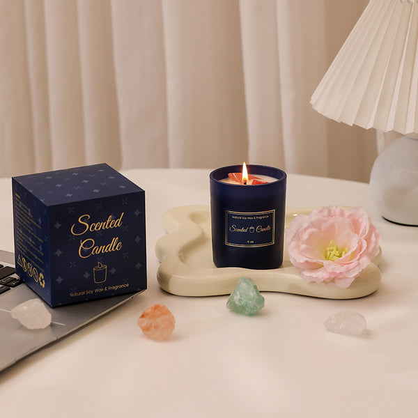 Crystal Infused Scented Candle – Natural Gemstone Aromatherapy Candle Gift, Aesthetic Home Decor, Relaxation & Healing Candle