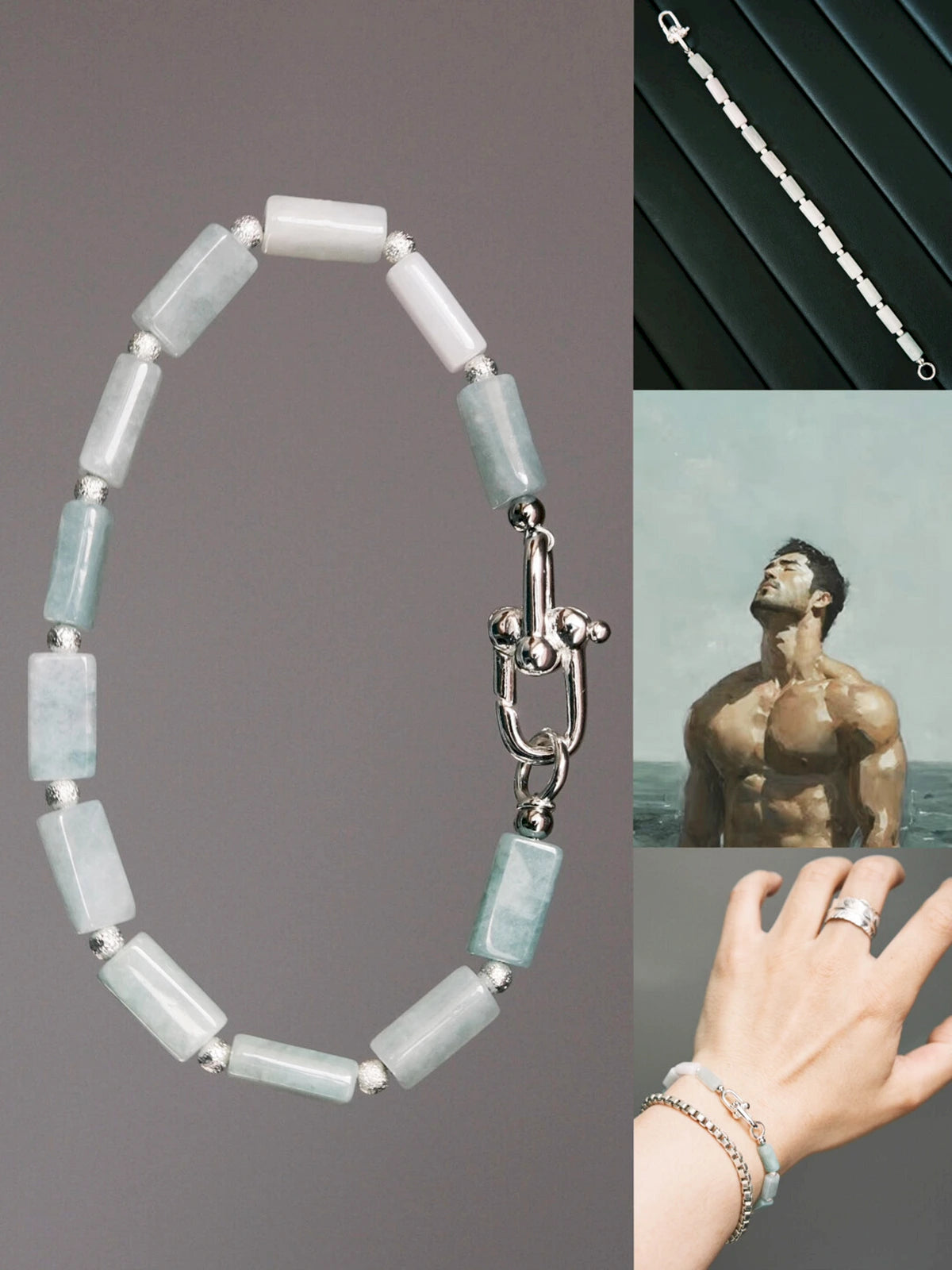 Mineral Soul Series | Frost Signal | Burmese Jade & Refined Silver-Tone Bracelet