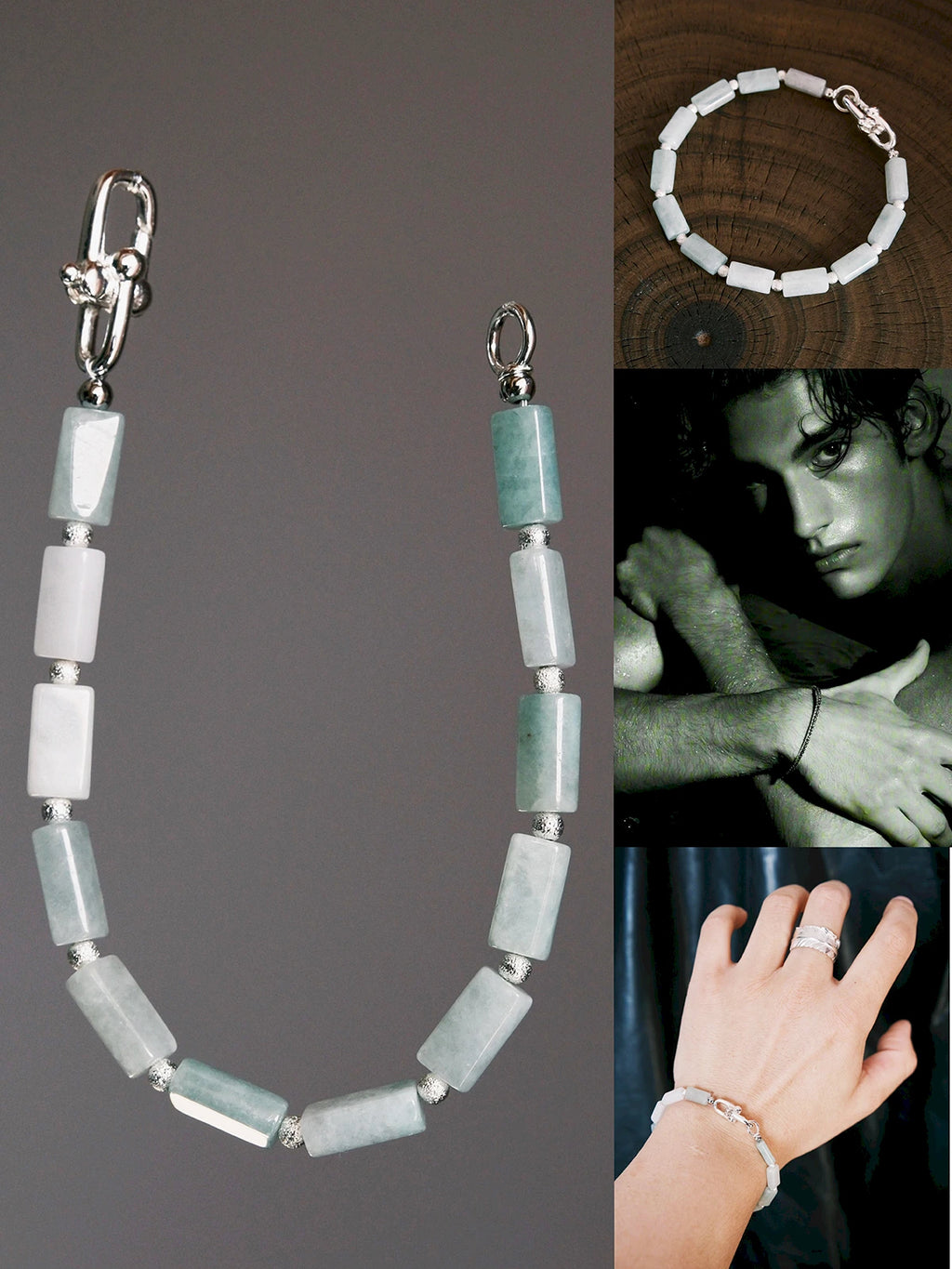 Mineral Soul Series | Frost Signal | Burmese Jade & Refined Silver-Tone Bracelet