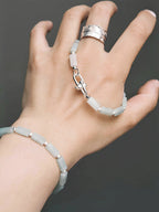 Mineral Soul Series | Frost Signal | Burmese Jade & Refined Silver-Tone Bracelet