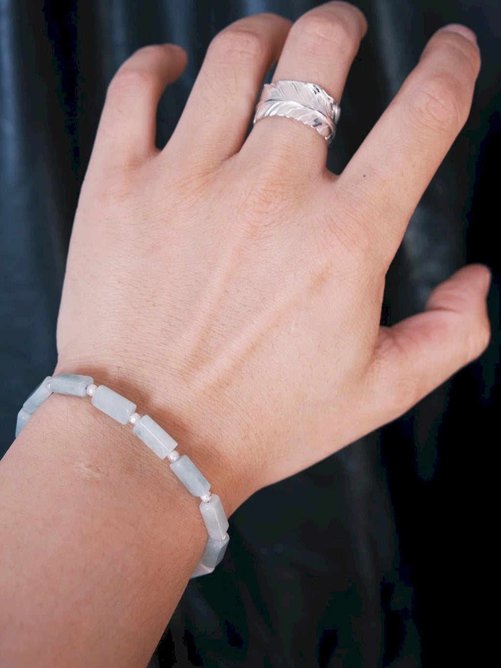 Mineral Soul Series | Frost Signal | Burmese Jade & Refined Silver-Tone Bracelet