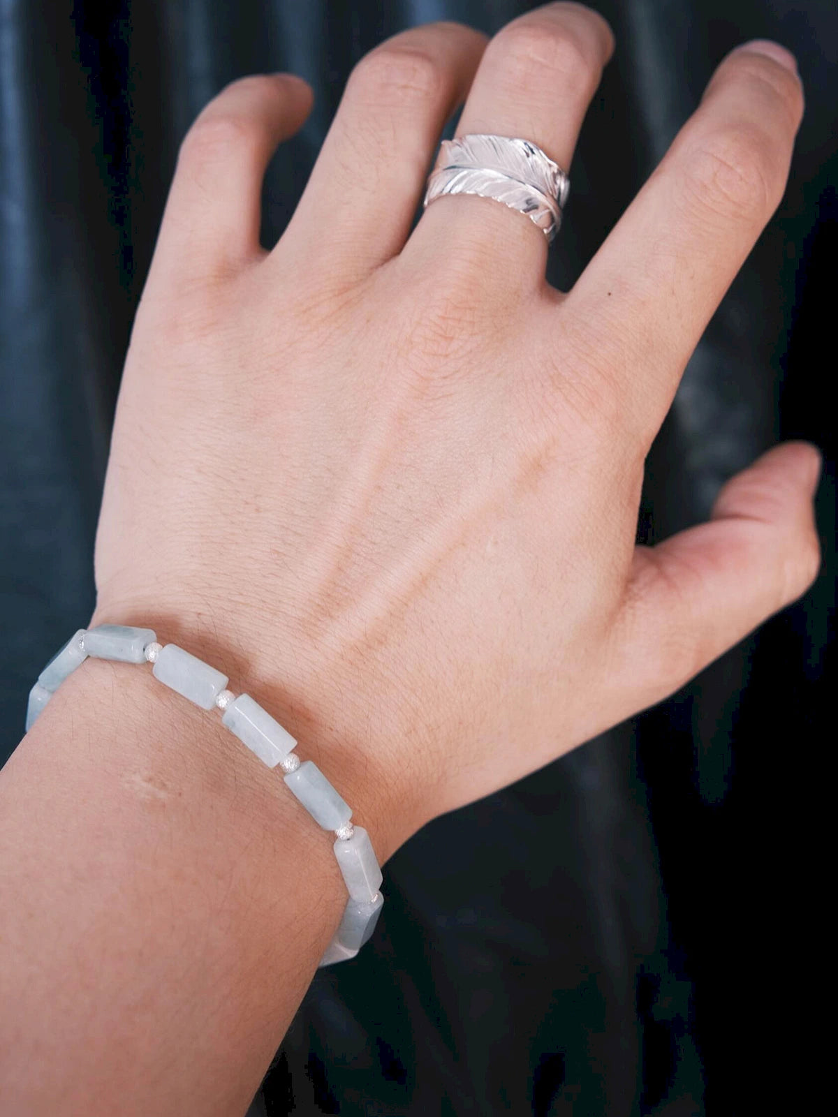Mineral Soul Series | Frost Signal | Burmese Jade & Refined Silver-Tone Bracelet