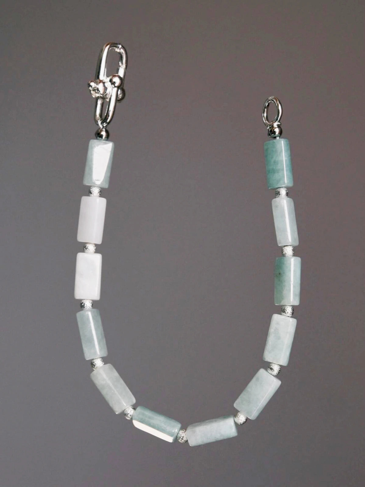 Mineral Soul Series | Frost Signal | Burmese Jade & Refined Silver-Tone Bracelet