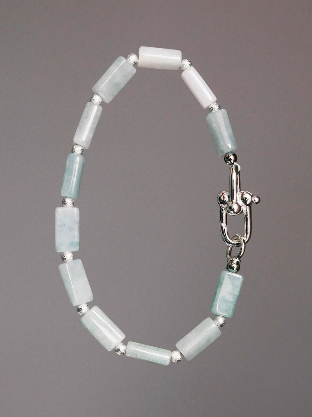 Mineral Soul Series | Frost Signal | Burmese Jade & Refined Silver-Tone Bracelet