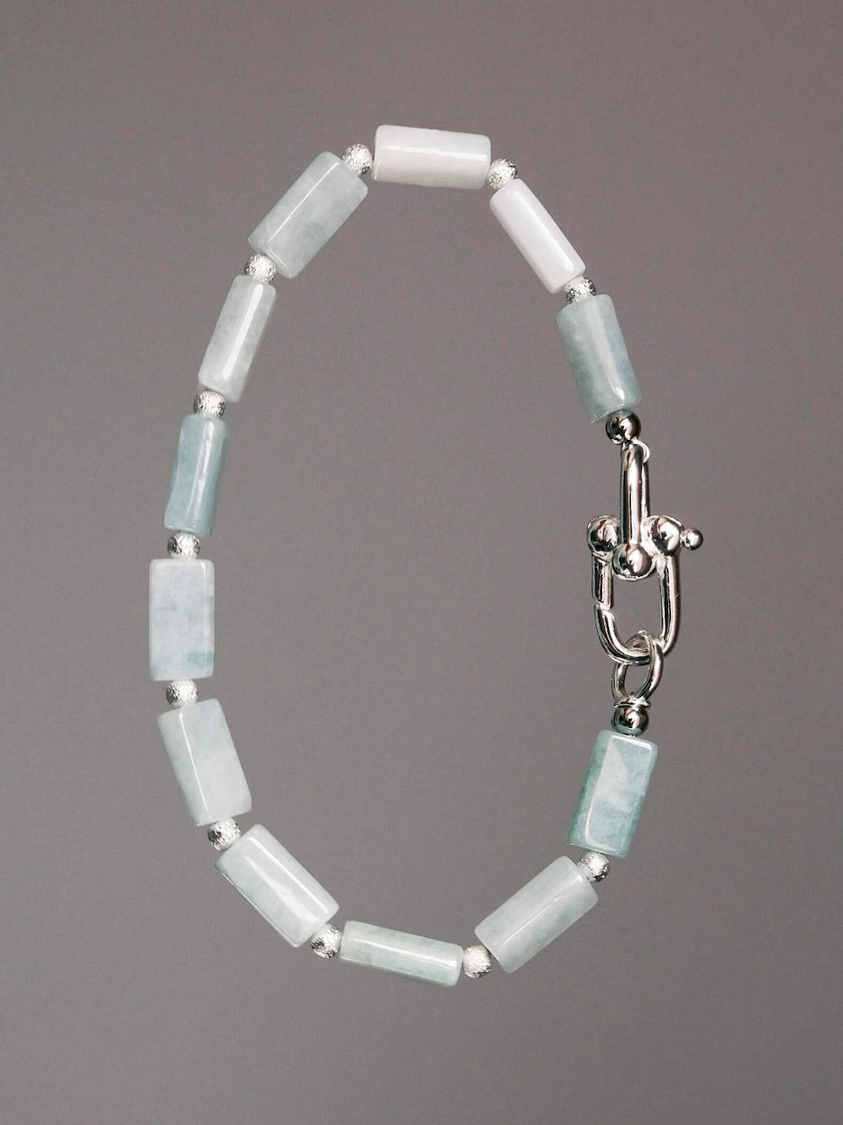 Mineral Soul Series | Frost Signal | Burmese Jade & Refined Silver-Tone Bracelet