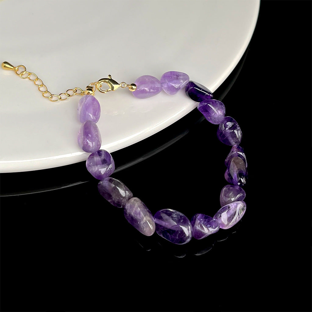 Exquisite Natural Amethyst Bracelet Niche Design Handmade Oriental Style Jewelry Gift