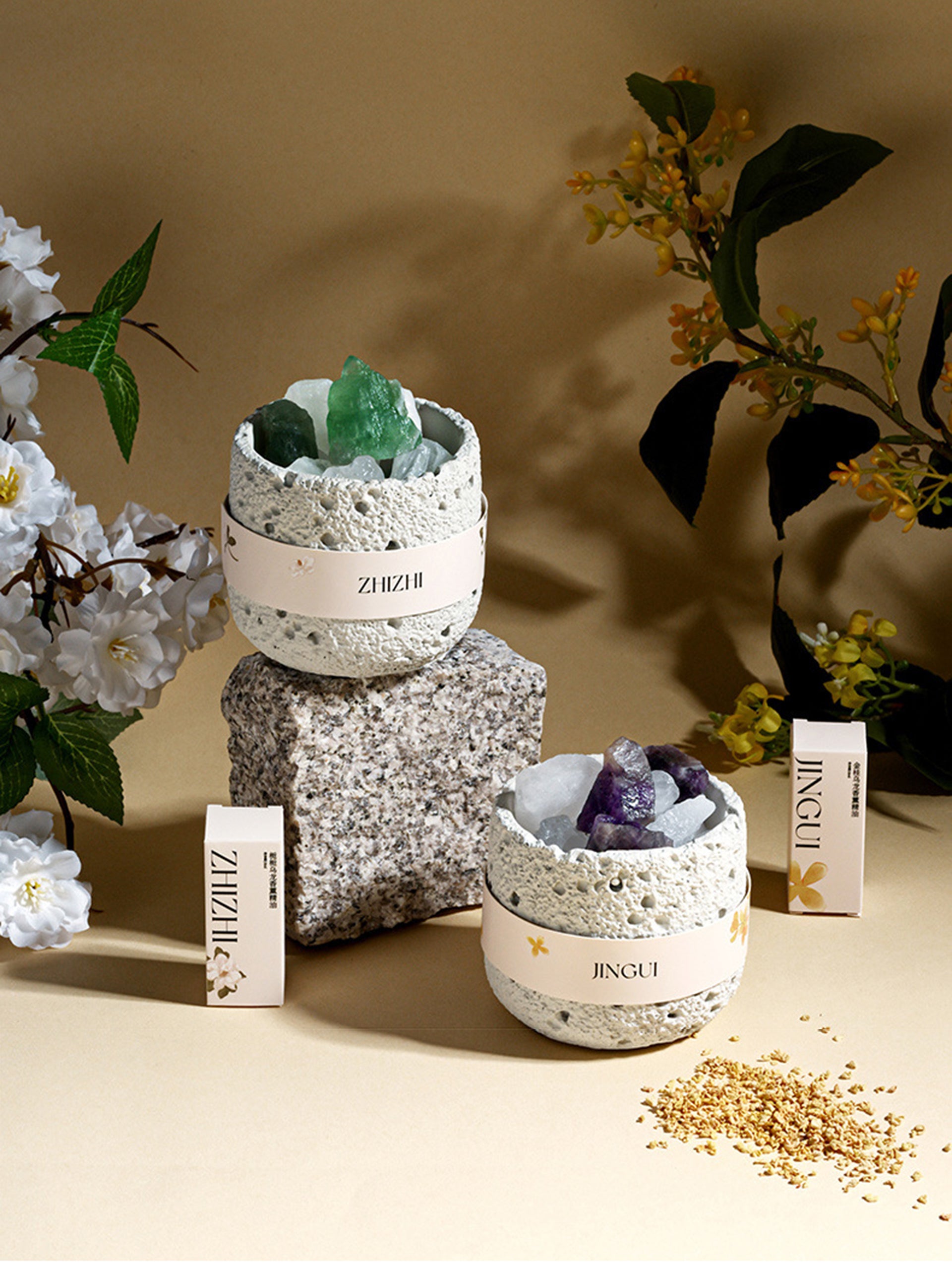 Crystal Aroma Diffuser – Natural Stone Essential Oil Diffuser for Home Relaxation & Aesthetic Decor