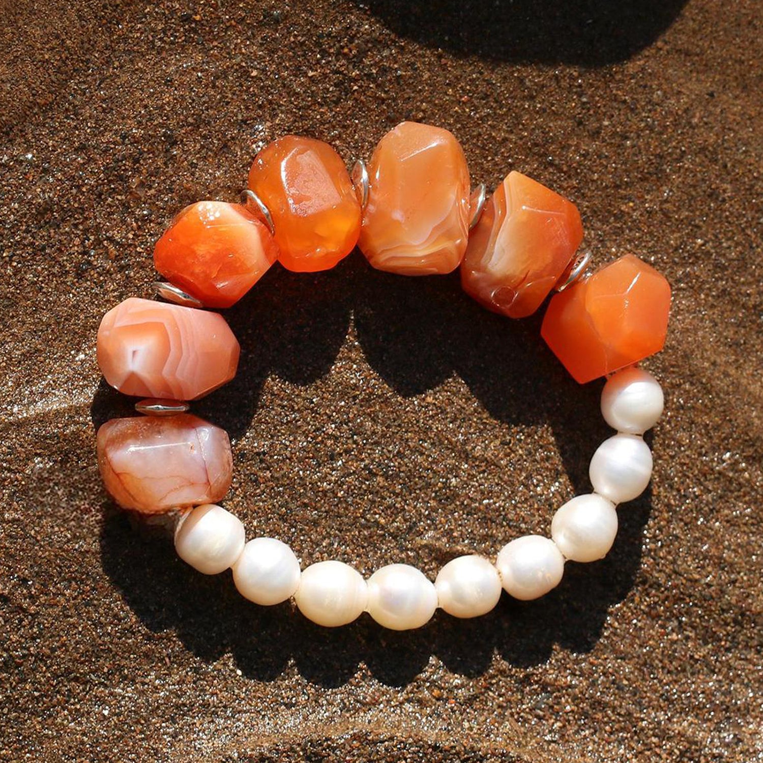Chili Energy Bracelet: Natural Red Agate & Pearl S925 Silver Healing Jewelry for Women