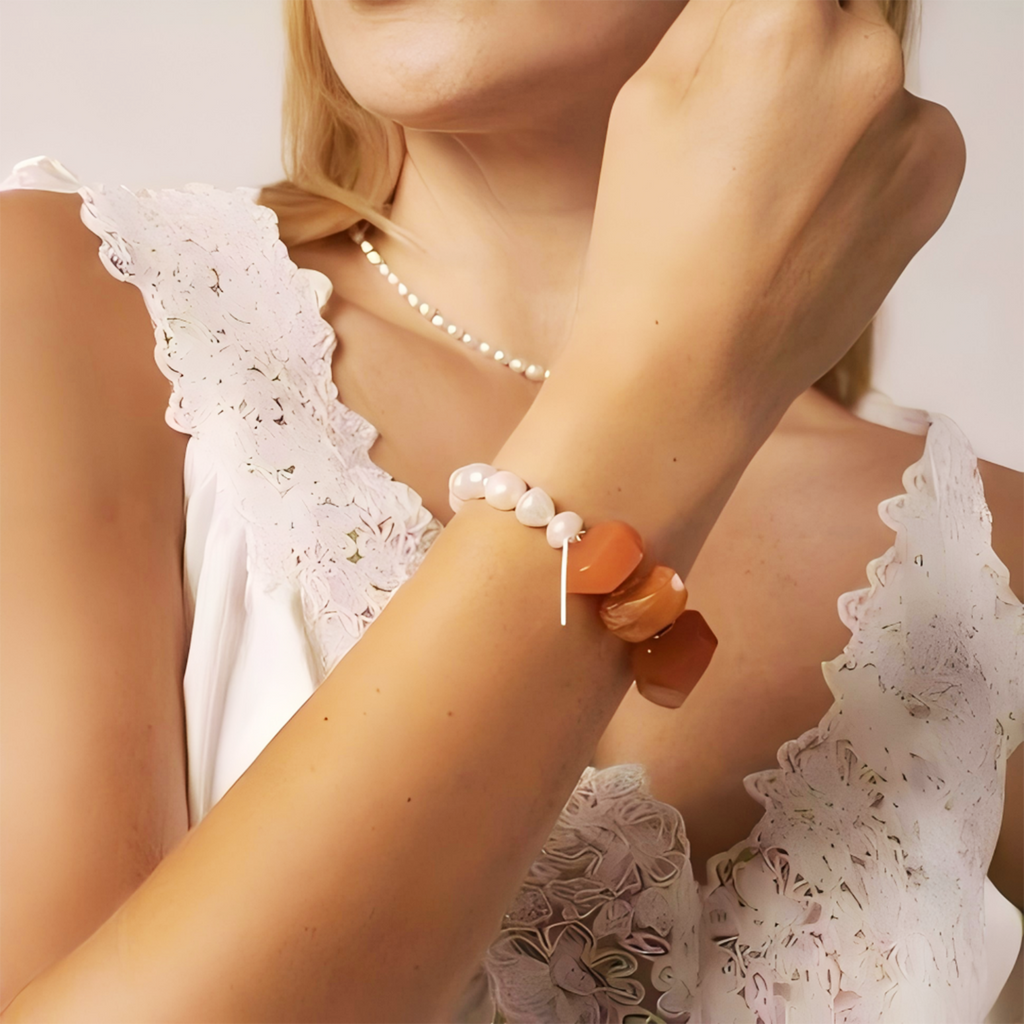 Chili Energy Bracelet: Natural Red Agate & Pearl S925 Silver Healing Jewelry for Women