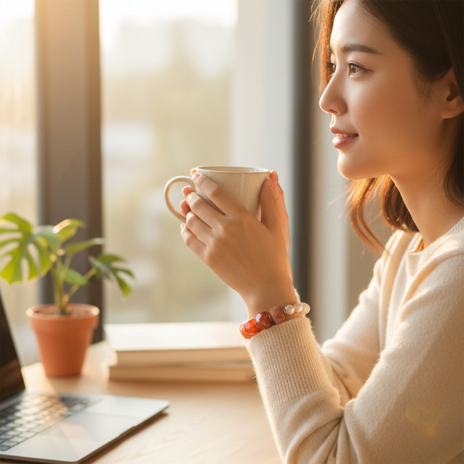 Chili Energy Bracelet: Natural Red Agate & Pearl S925 Silver Healing Jewelry for Women