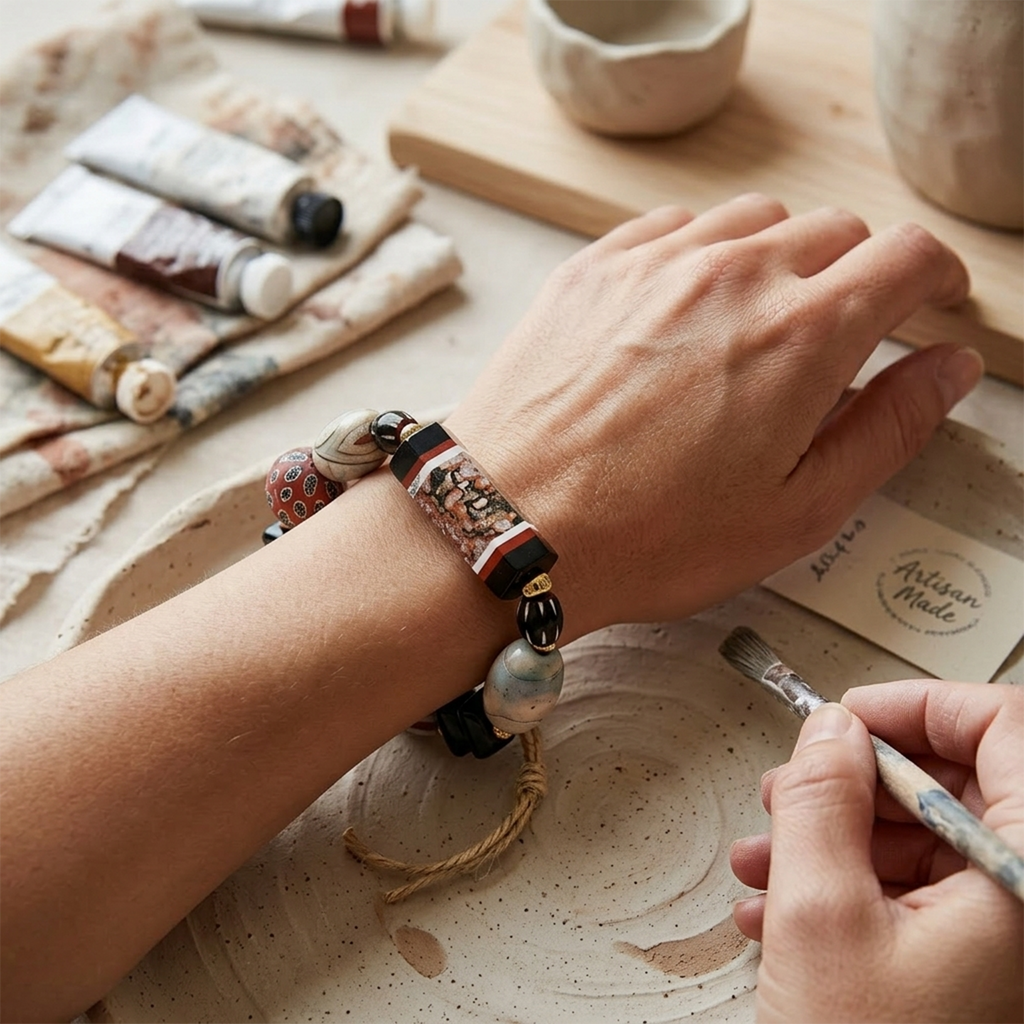 Handcrafted Multi-Gemstone Bracelet – Unique Roman Column Design | Natural Stone & Vintage Beads | Meaningful Gift